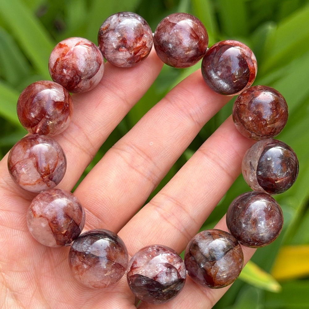 17.5mm chunky stretchable fire quartz bracelet 0818